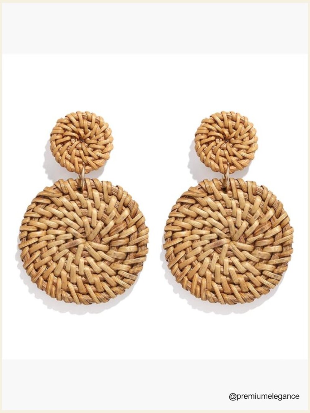 Rattan Wicker Straw Drop Dangle Earrings Handmade Bohemian Lightweight